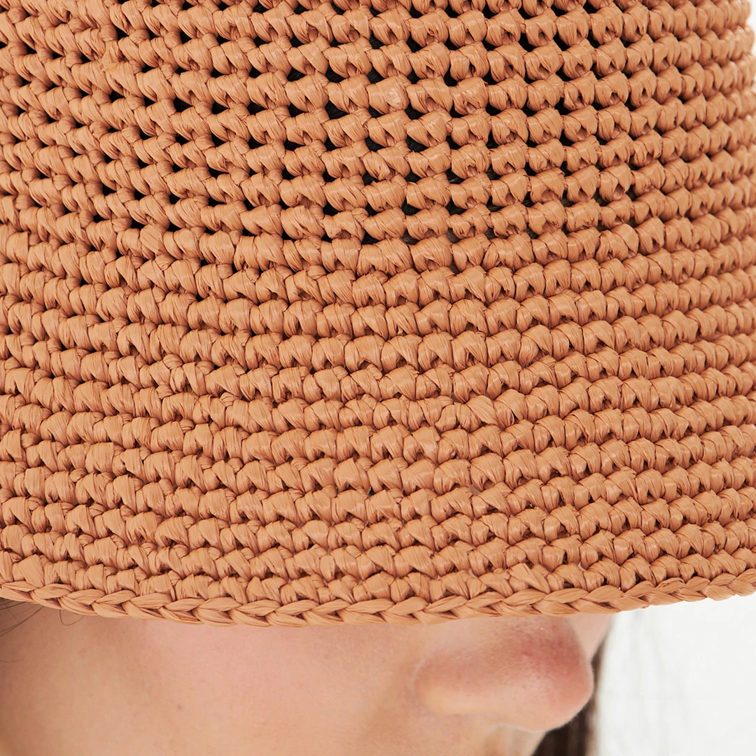 Tan Raffia Classic Bucket Hat