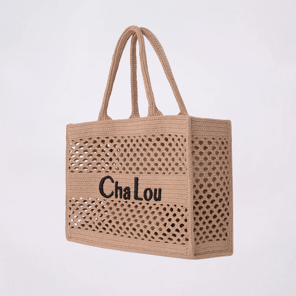 Cha Lou Medium Raffia Beige Tote Bag image