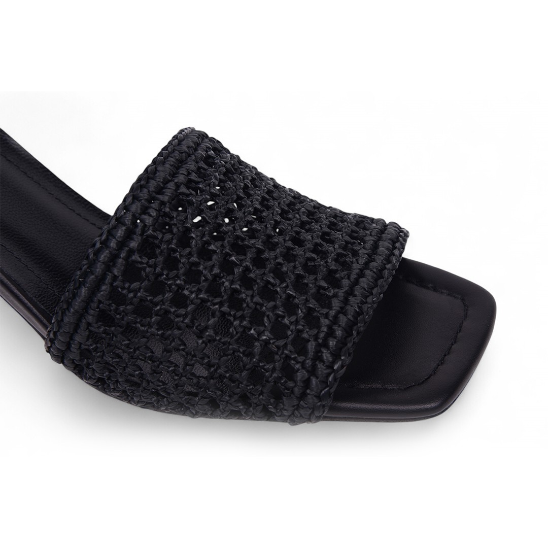Veronika Black Heeled Slippers