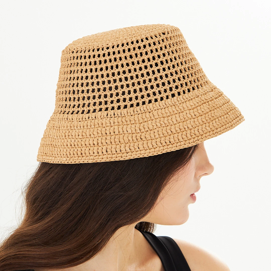 Cha Lou Minimal Raffia Mesh Bucket Hat
