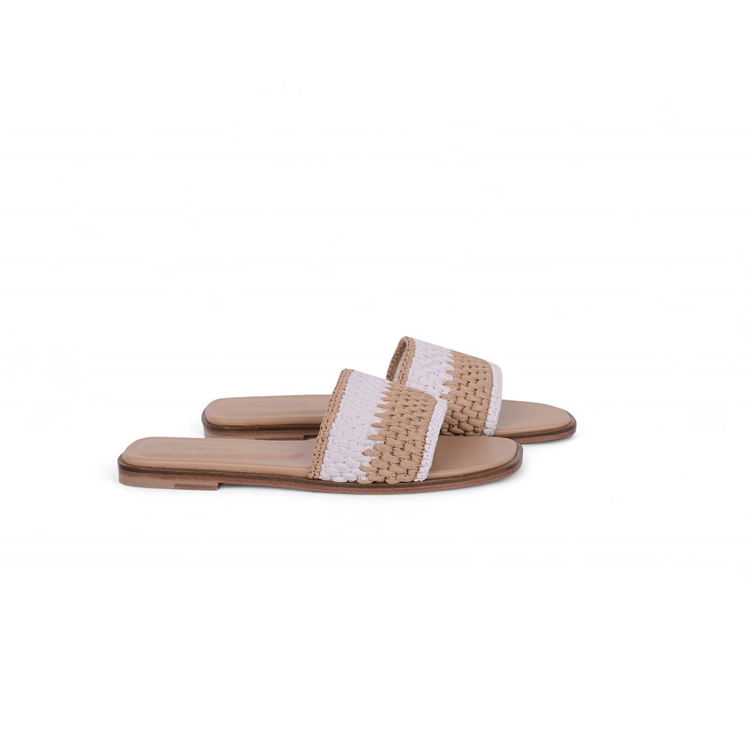 Cha Lou Beige&White Slippers image