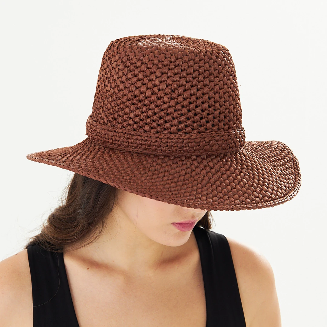 Cha Lou Raffia Luxe Sun Hat - Chocolate Brown Luxe Sun Hat main variant image