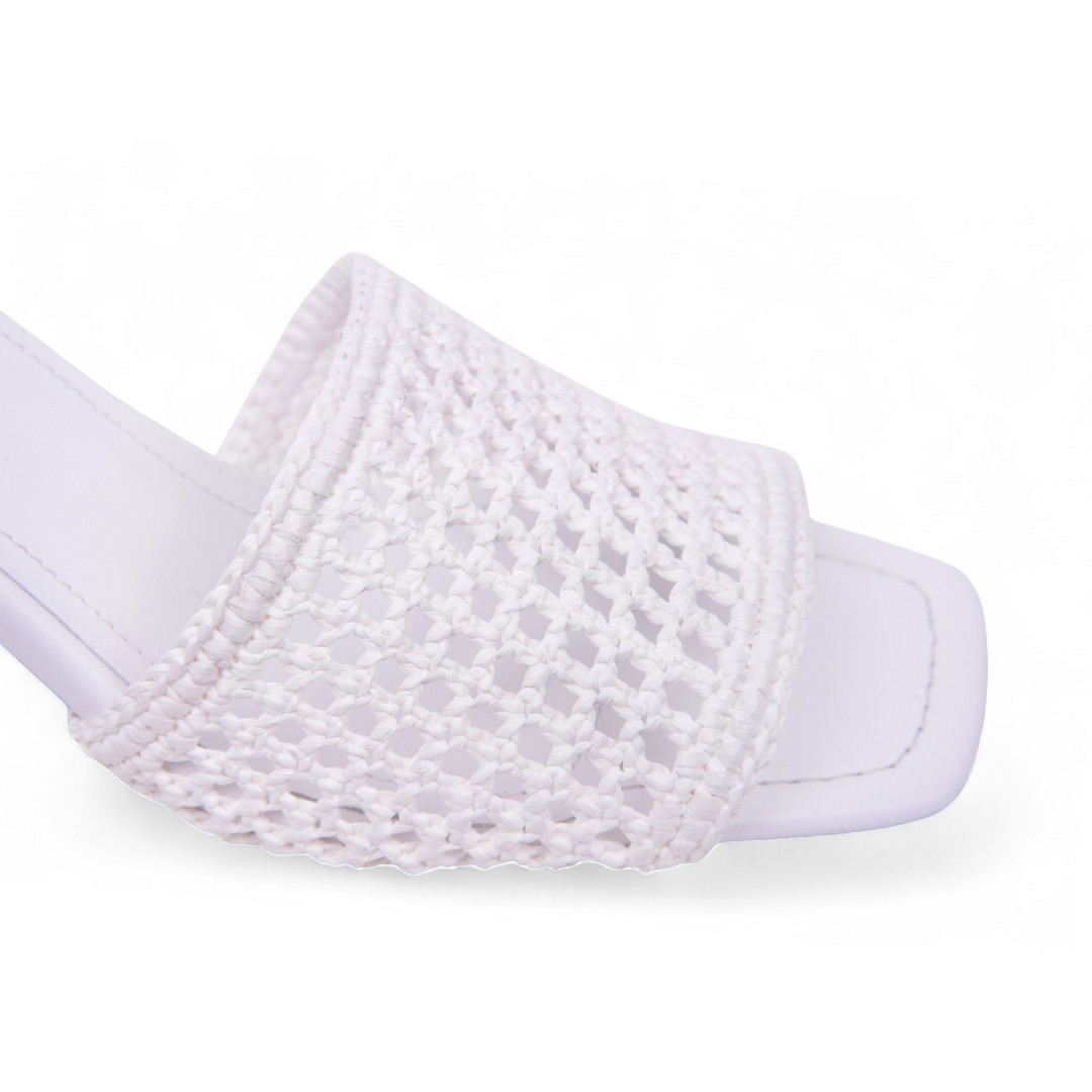 Veronika White Heeled Slippers