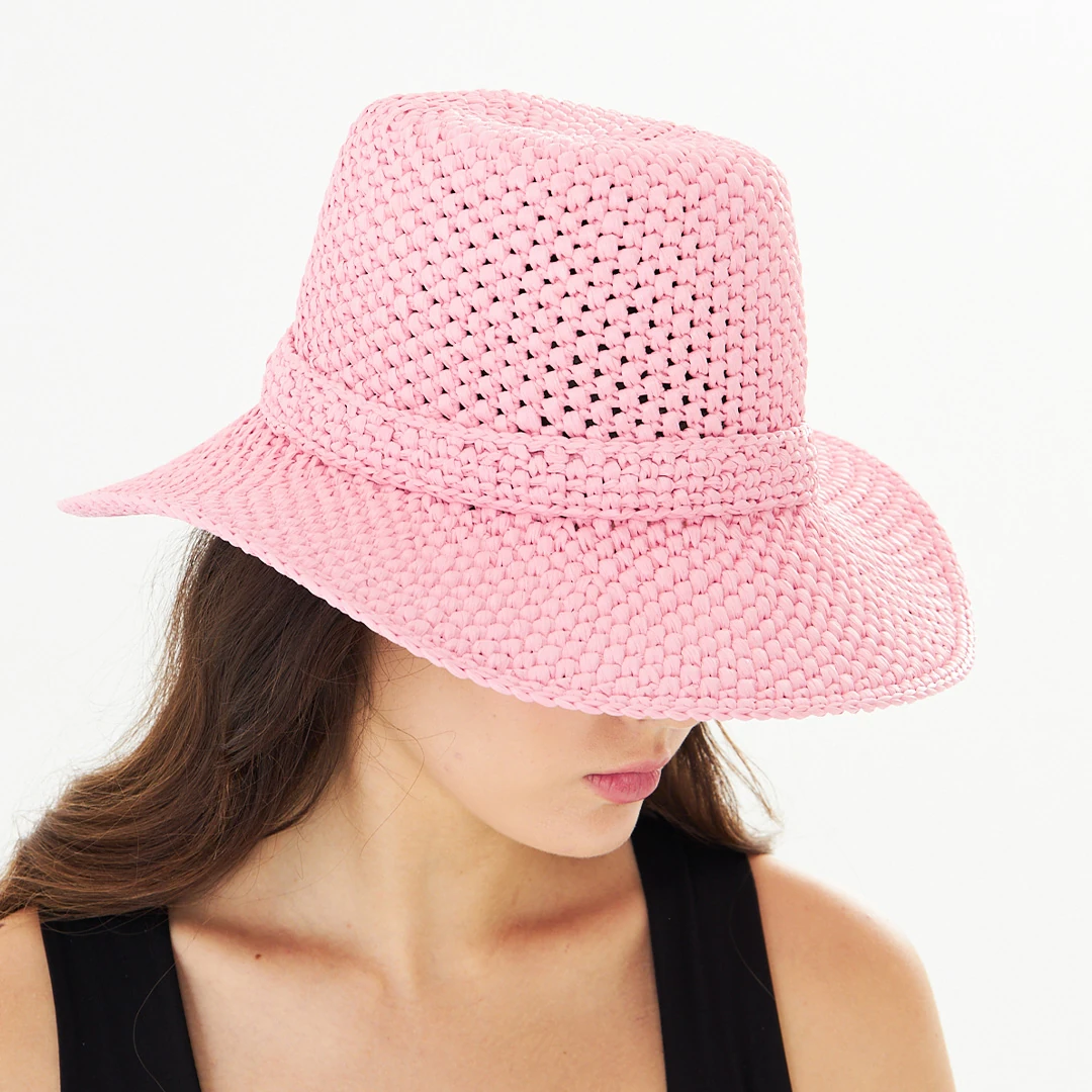 Cha Lou Raffia Luxe Sun Hat - Blush Pink Luxe Sun Hat main variant image