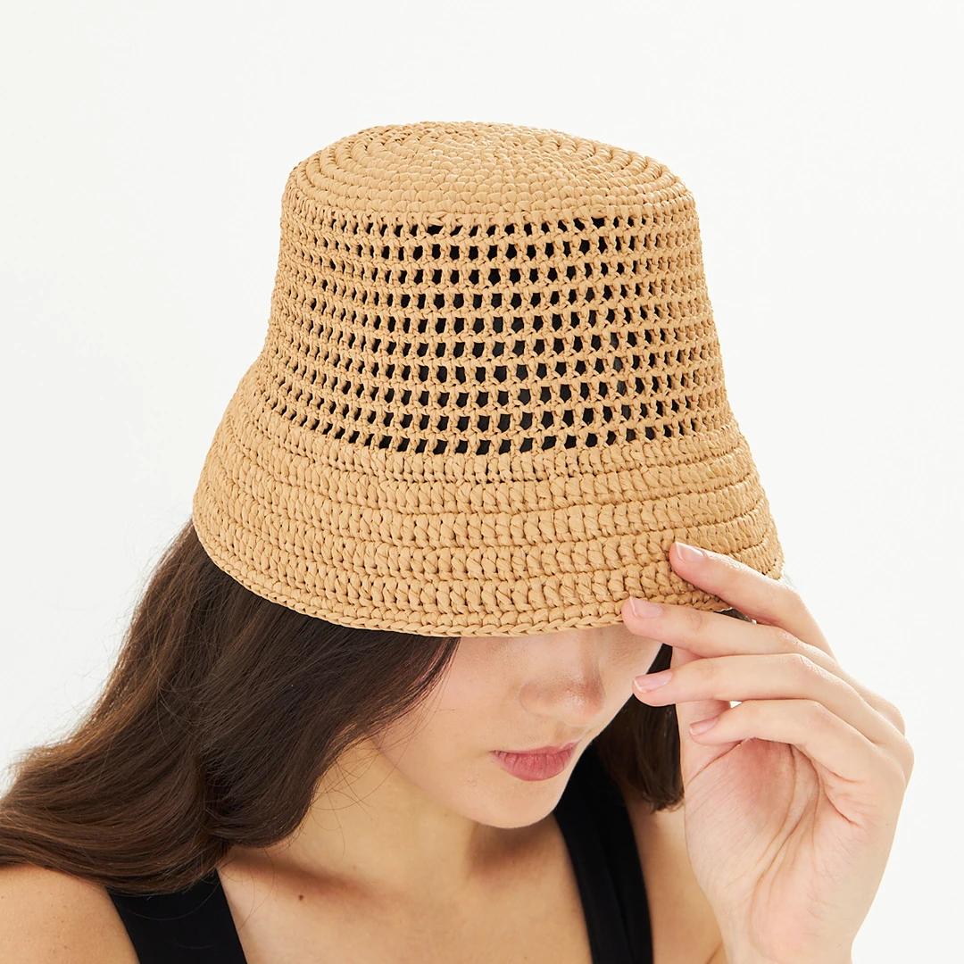 Cha Lou Minimal Raffia Mesh Bucket Hat main variant image
