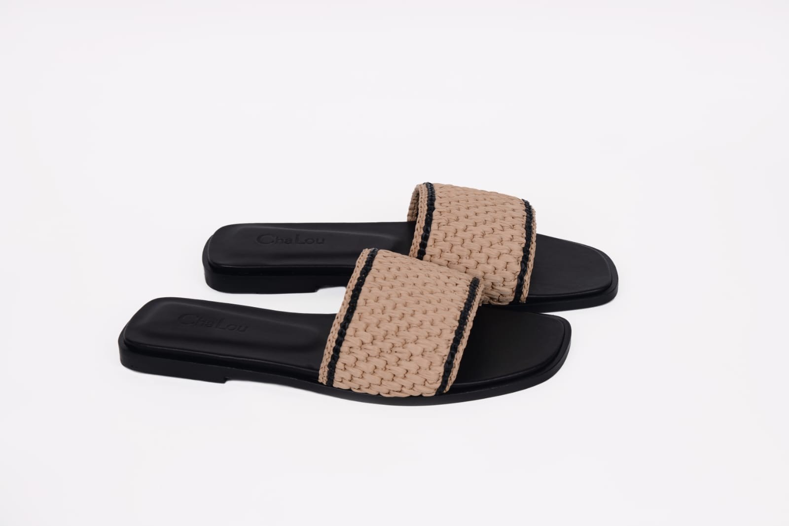 Cha Lou Beige&Black Slippers image