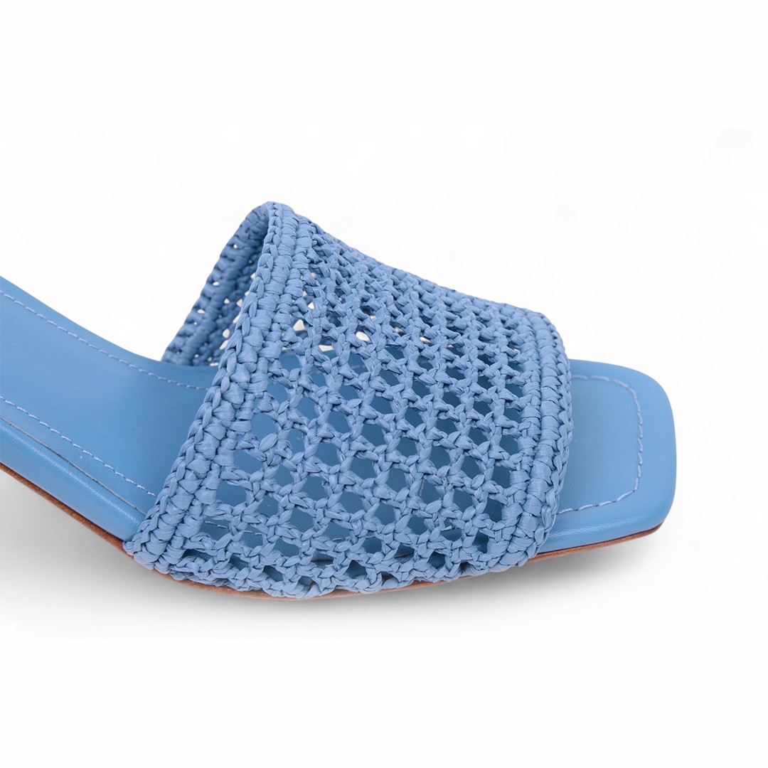 Veronika Blue Heeled Slippers