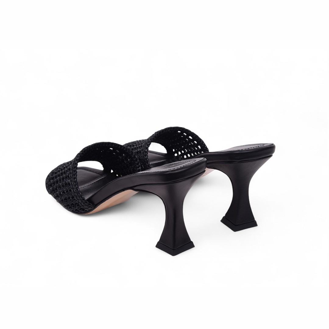 Veronika Black Heeled Slippers