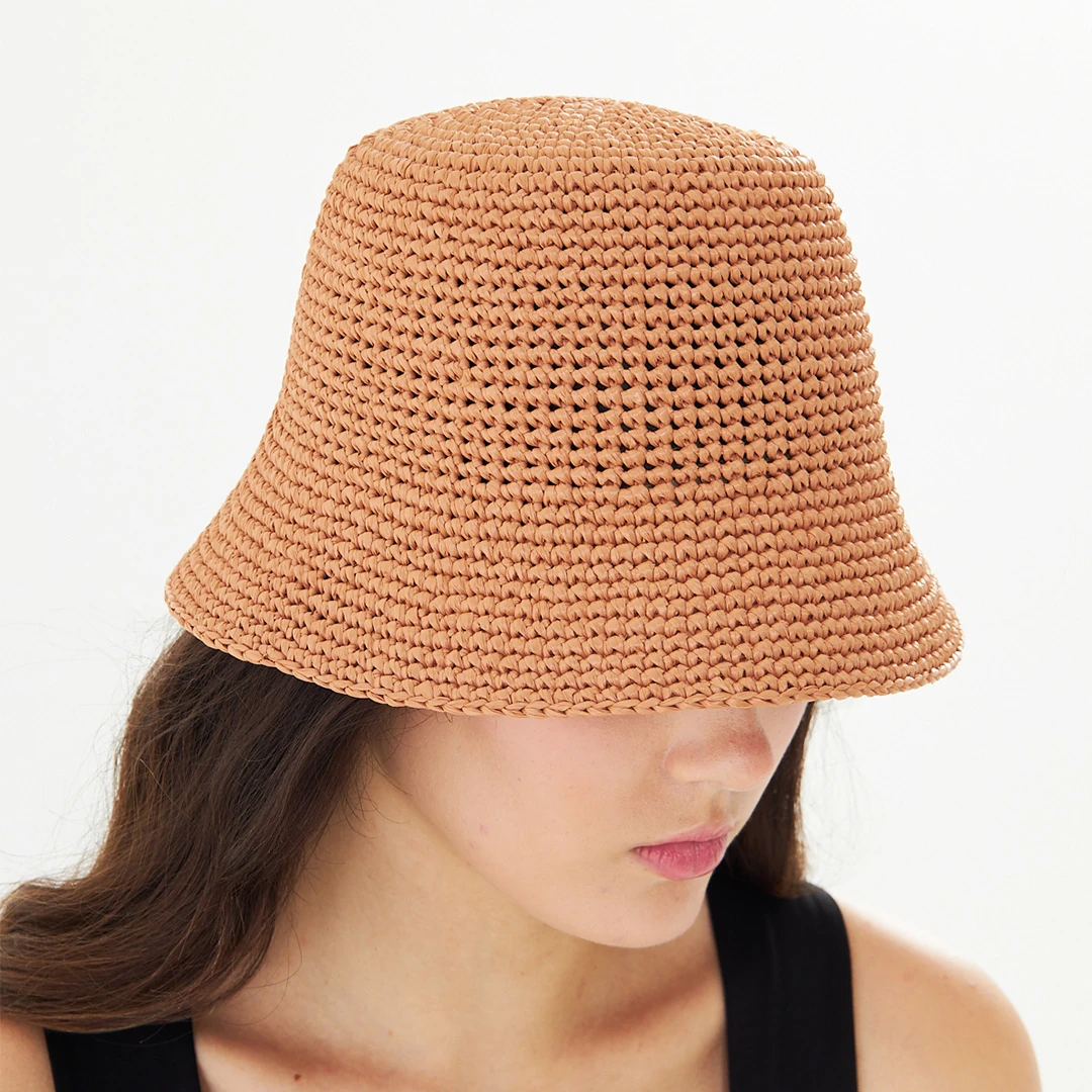 Tan Raffia Classic Bucket Hat main variant image