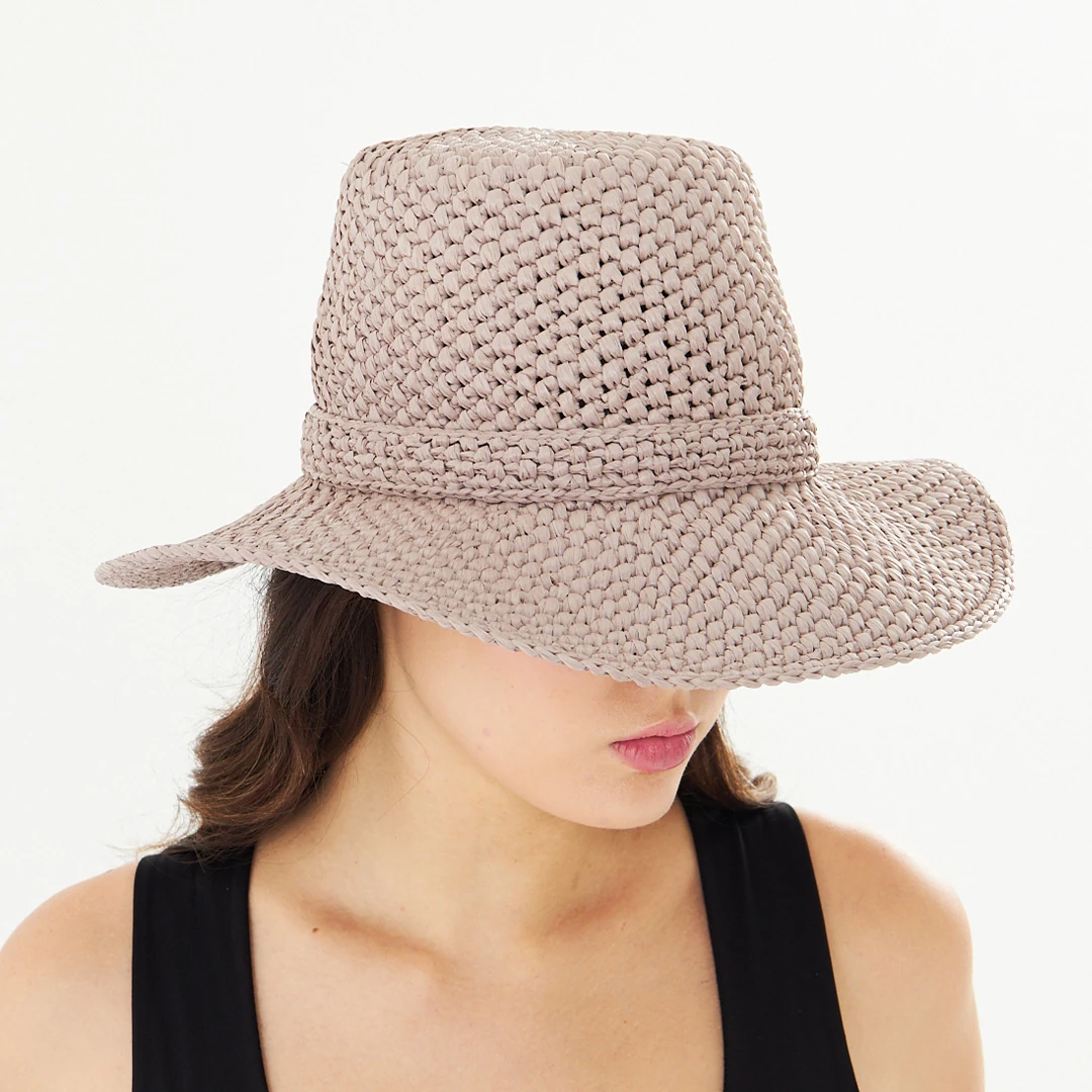 Cha Lou Raffia Luxe Sun Hat - Stone Taupe Luxe Sun Hat main variant image