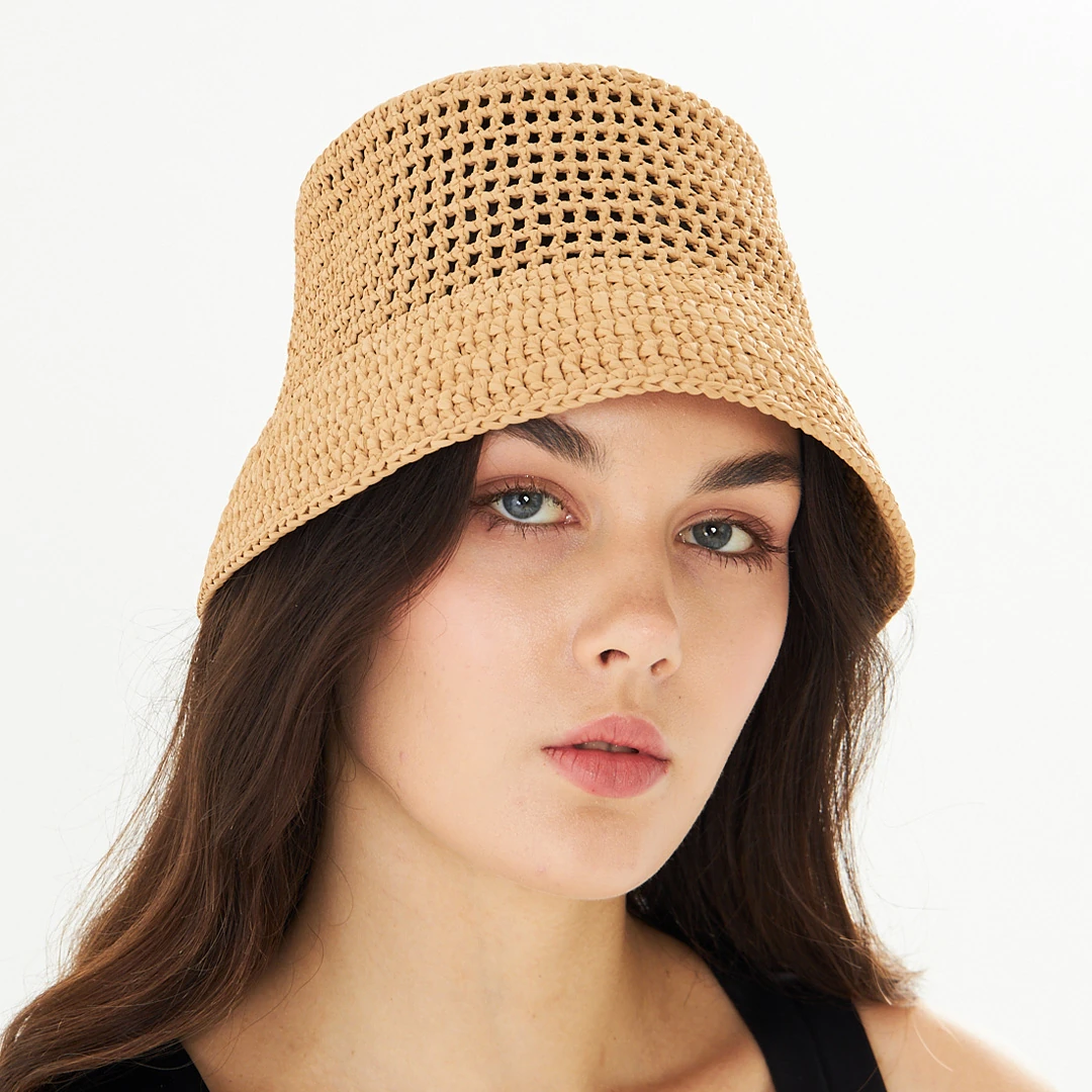 Cha Lou Minimal Raffia Mesh Bucket Hat