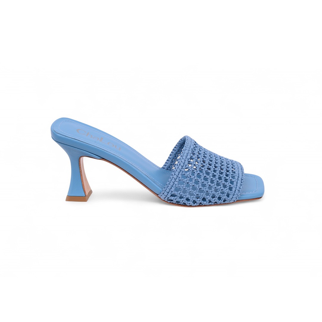 Veronika Blue Heeled Slippers