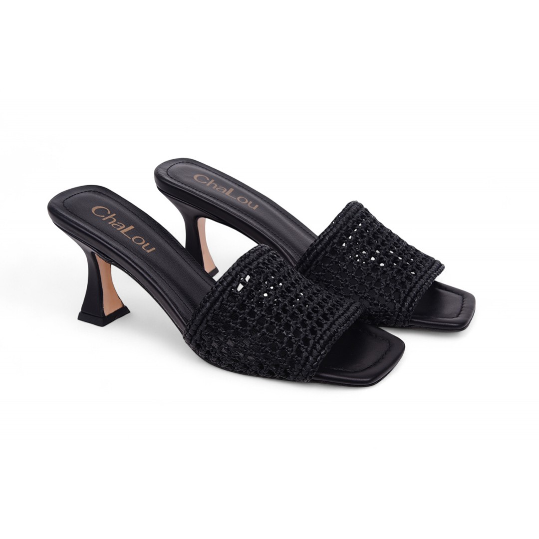 Veronika Black Heeled Slippers image