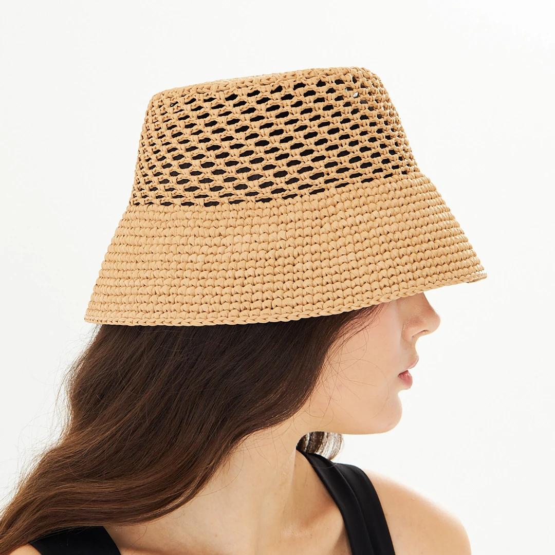 Cha Lou Raffia Mesh Bucket Hat