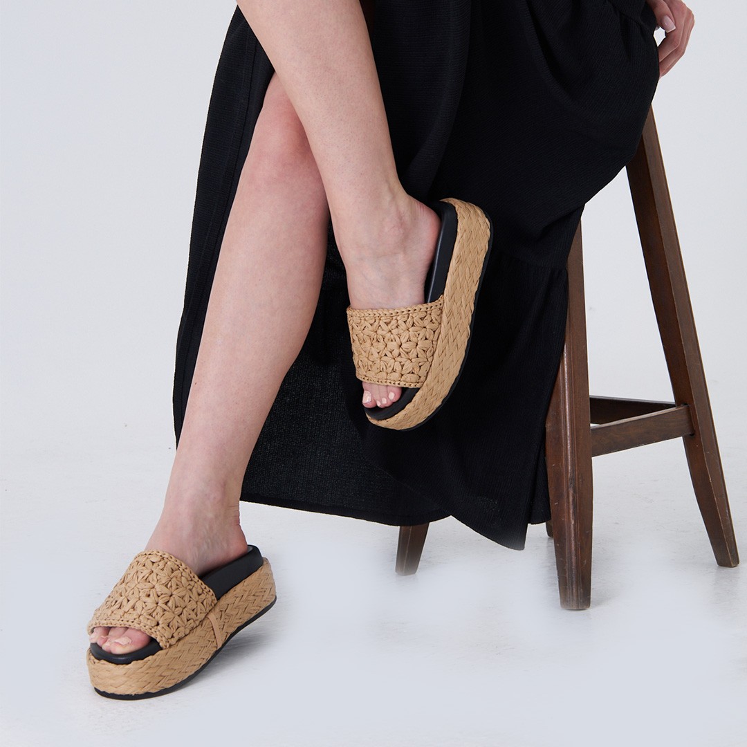 Cha Lou Beige Filled Heel Slippers