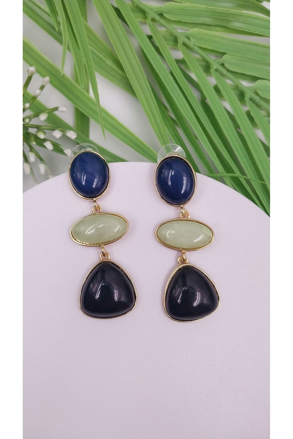 Üç Taşlı Marka Model Sallantılı Küpe