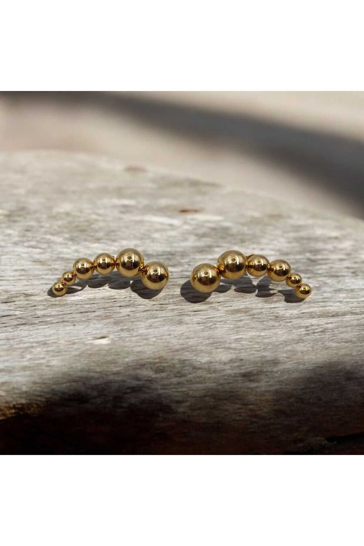 Gold Renk Topcuk Model Küpe