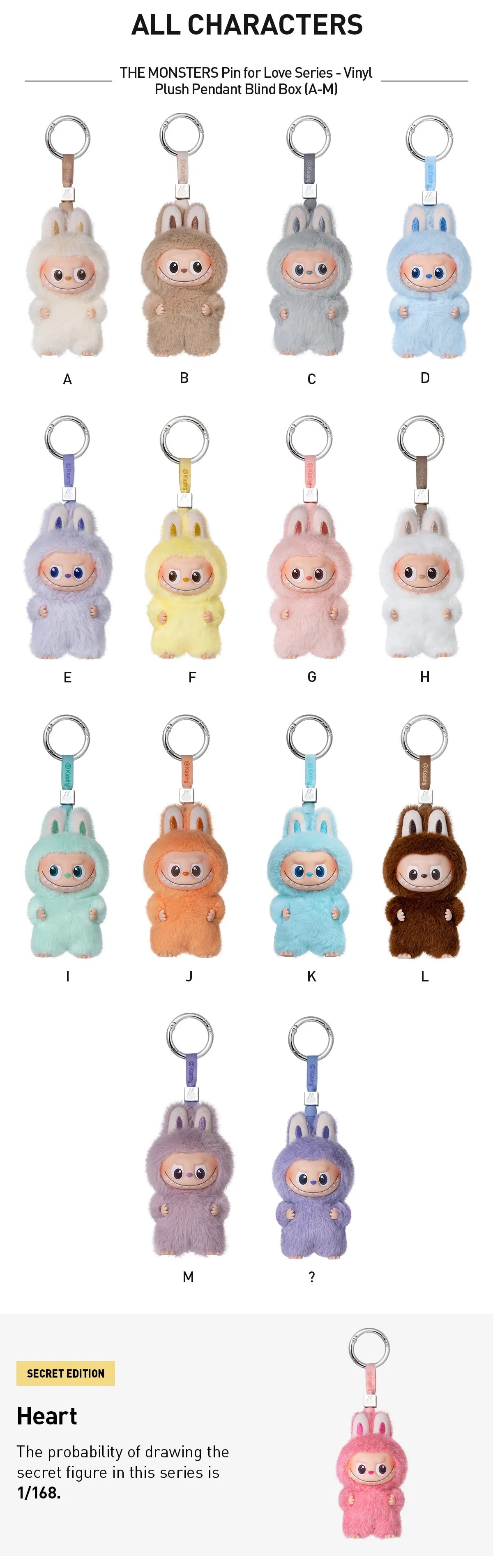 Pop Mart Labubu THE MONSTERS Pin for Love Series-Vinyl Plush Pendant Blind Box (A-M)