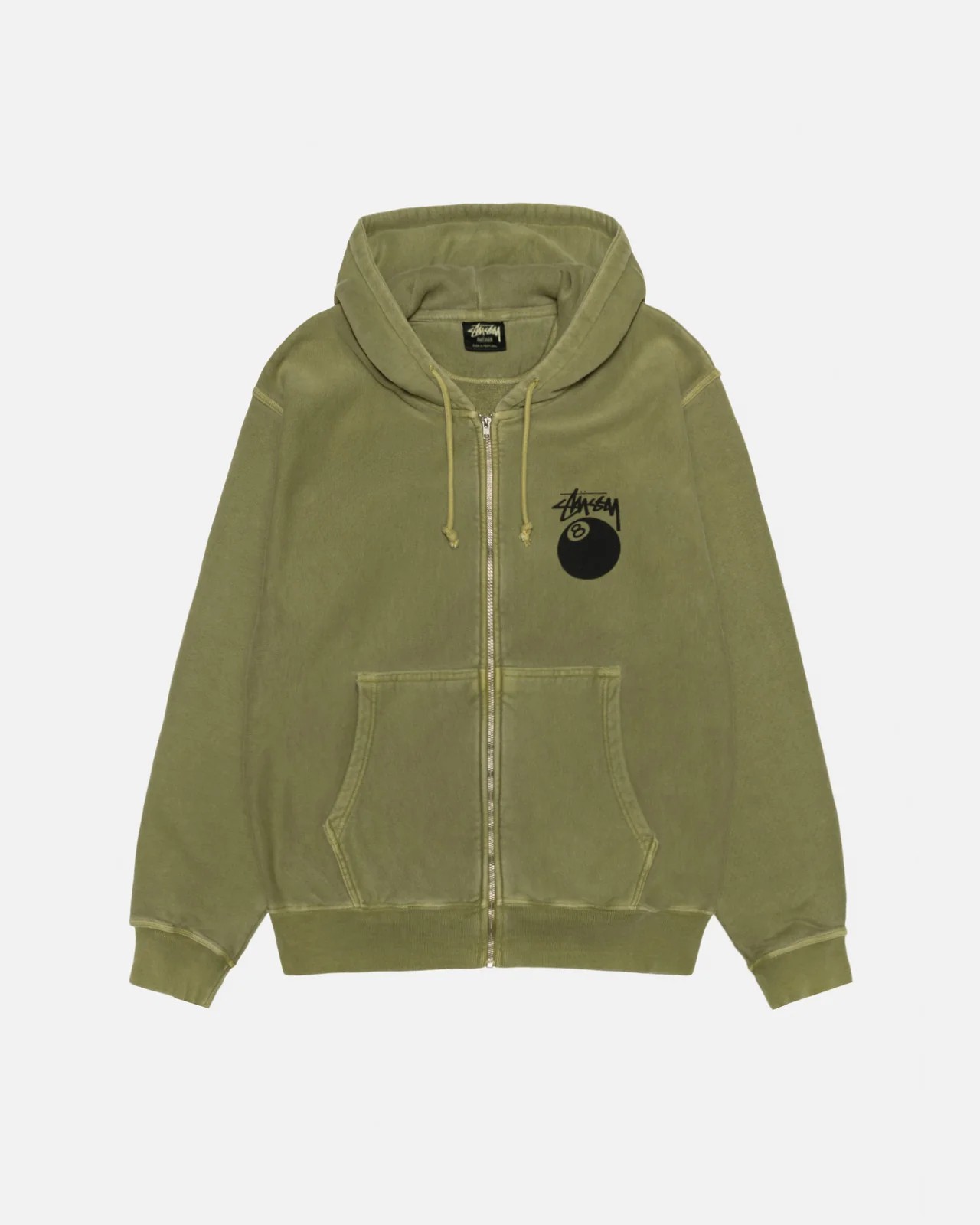 Stüssy 8 Ball Zip Hoodie Pigment Dyed 'Olive'