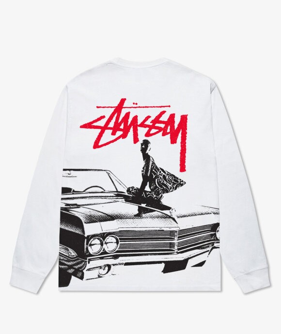 Stüssy Beat Crazy Long Sleeve Tee 'White-Red'