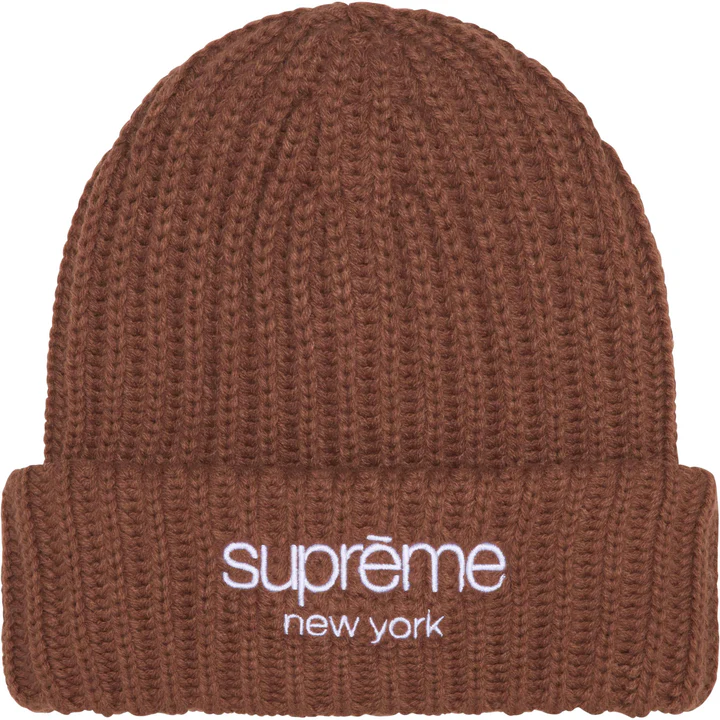 Supreme Chunky Rib Classic Logo Beanie New York - 'Brown'