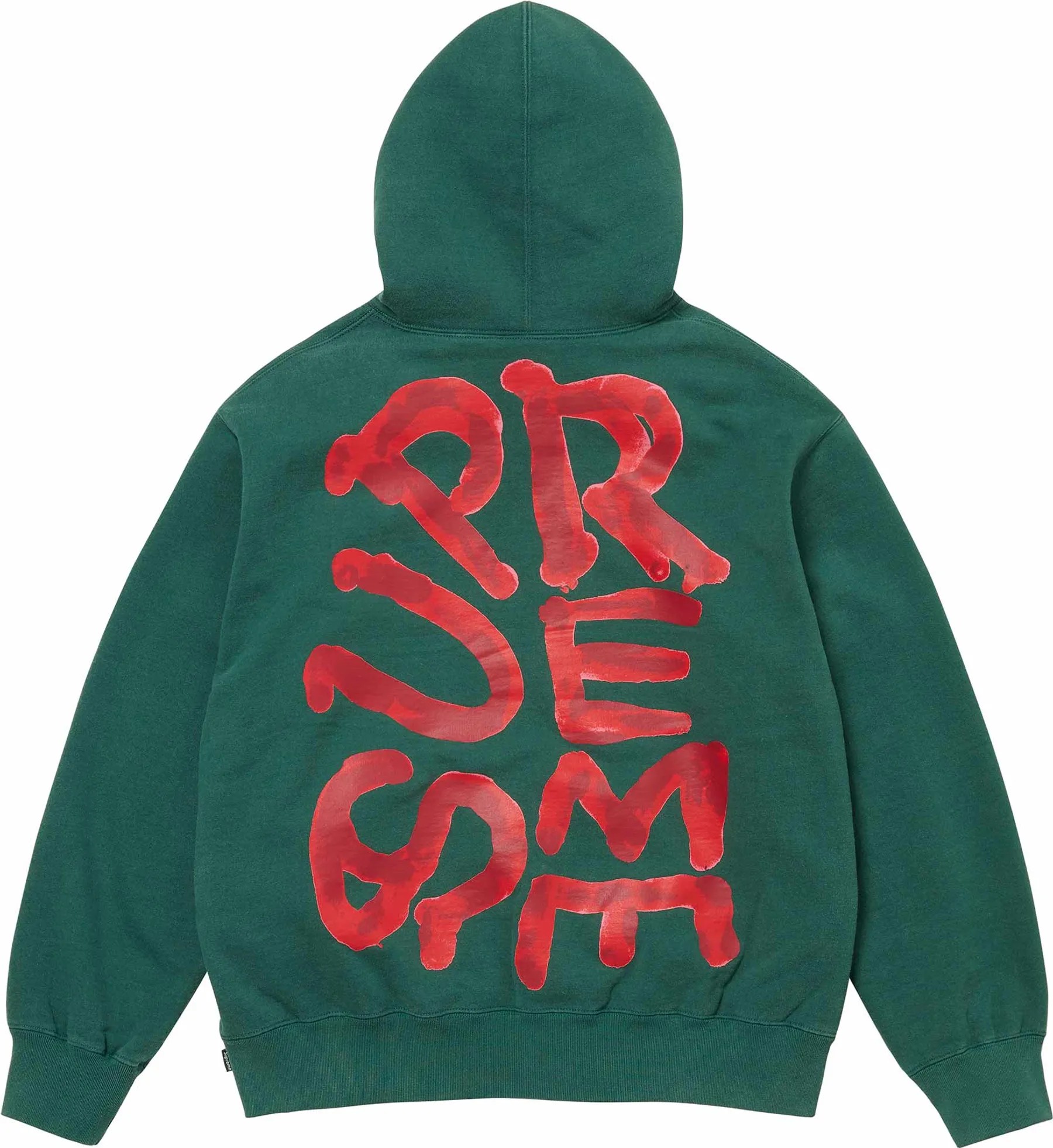 Supreme Paint Hooded Green Sweatshirt