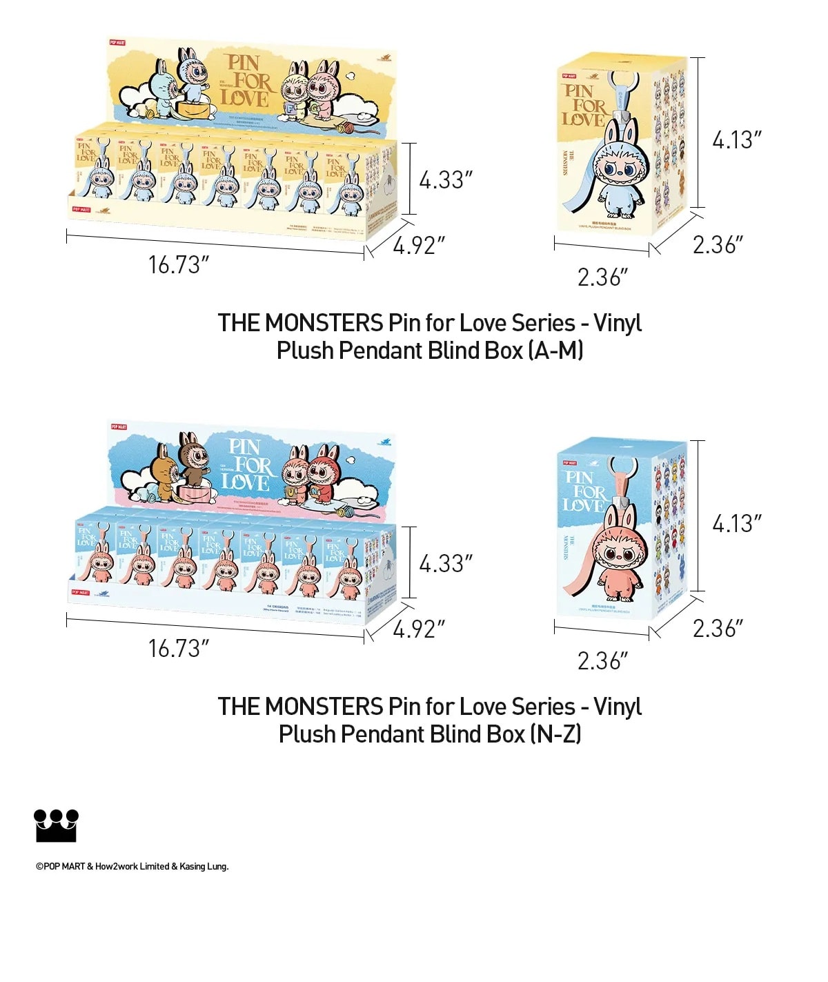 Pop Mart Labubu THE MONSTERS Pin for Love Series-Vinyl Plush Pendant Blind Box (A-M)