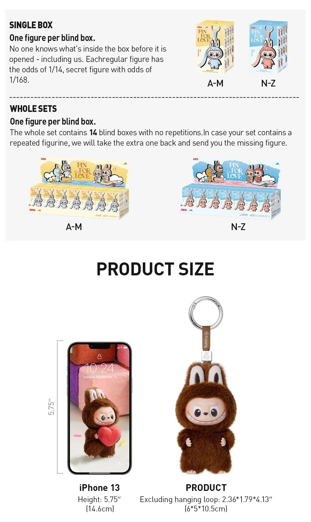 Pop Mart Labubu THE MONSTERS Pin for Love Series-Vinyl Plush Pendant Blind Box (A-M)