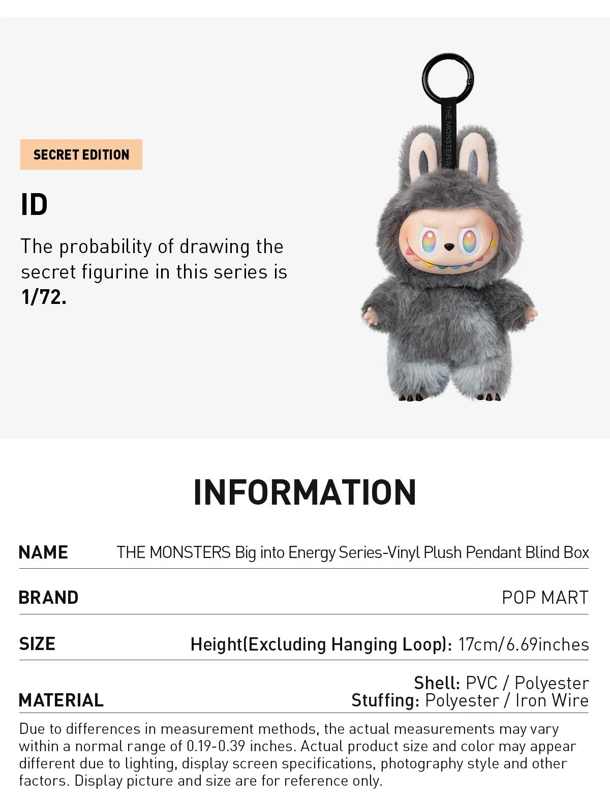 Pop Mart Labubu THE MONSTERS Big into Energy Series-Vinyl Plush Pendant Blind Box