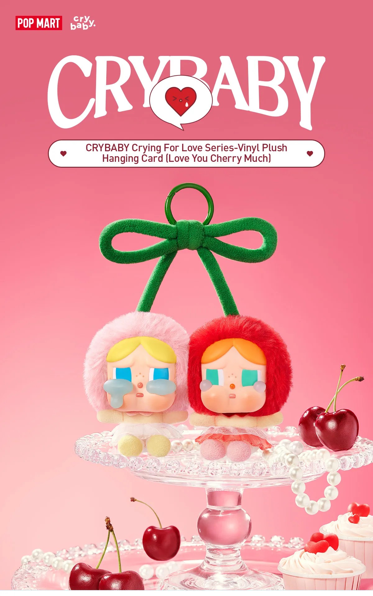 Pop Mart CryBaby Crying For Love Series (Love You Cherry Much) Vinyl Plush Hanging Card