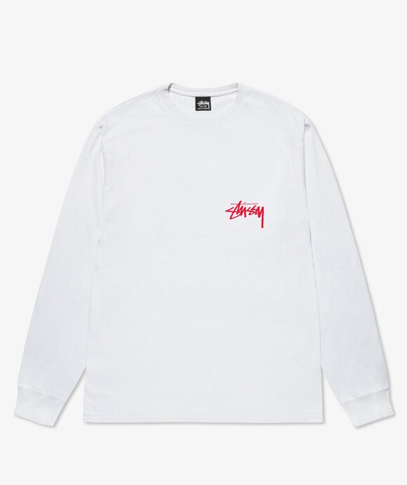 Stüssy Beat Crazy Long Sleeve Tee 'White-Red'