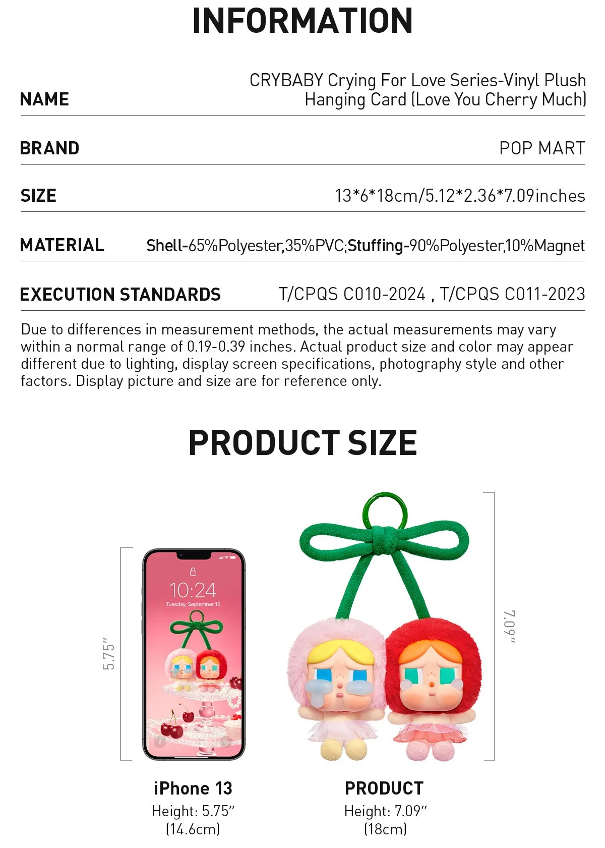 Pop Mart CryBaby Crying For Love Series (Love You Cherry Much) Vinyl Plush Hanging Card