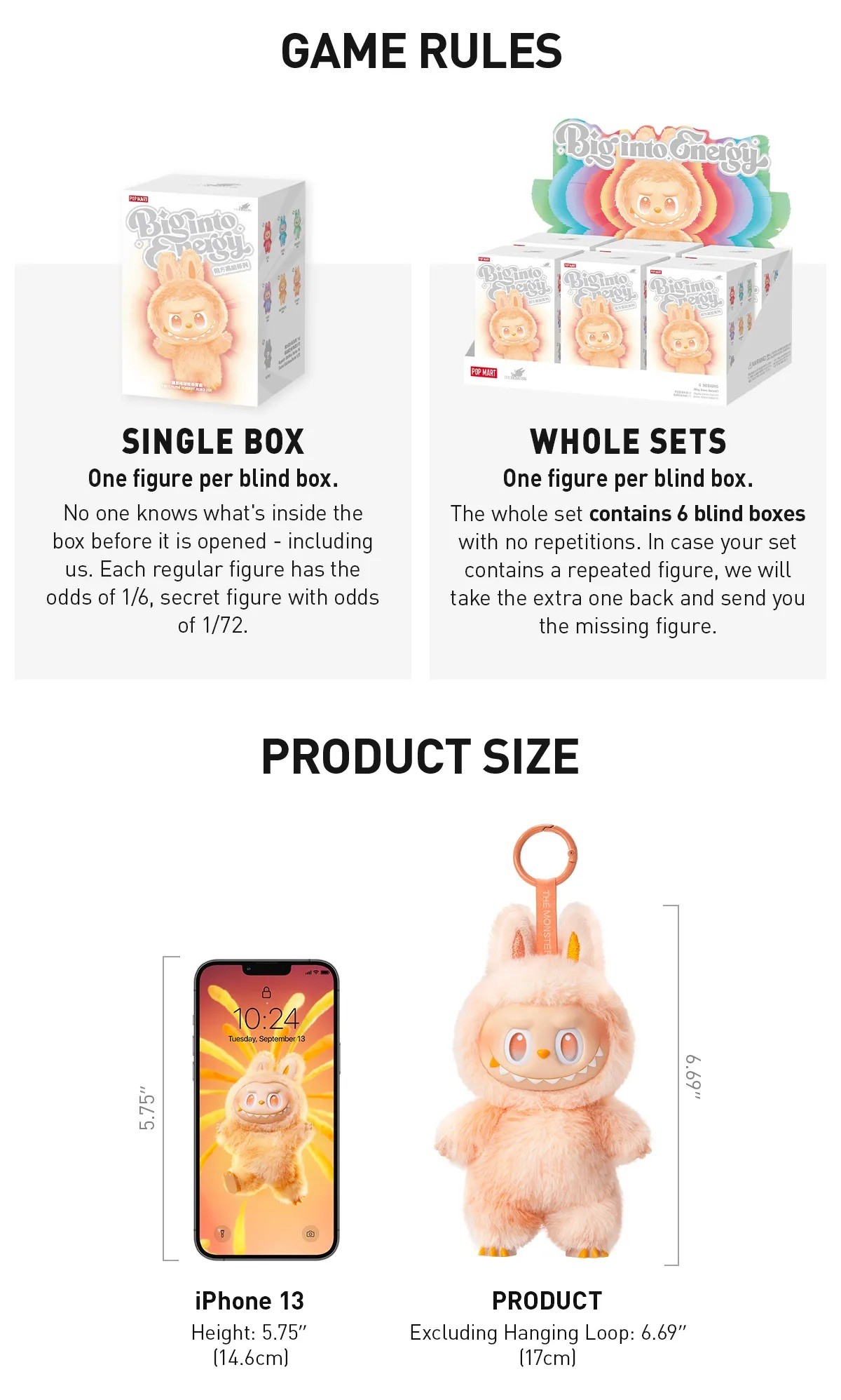 Pop Mart Labubu THE MONSTERS Big into Energy Series-Vinyl Plush Pendant Blind Box