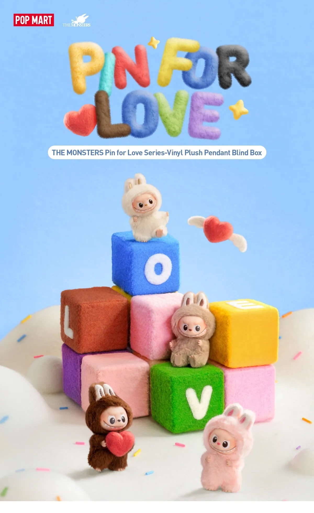 Pop Mart Labubu THE MONSTERS Pin for Love Series-Vinyl Plush Pendant Blind Box (A-M)