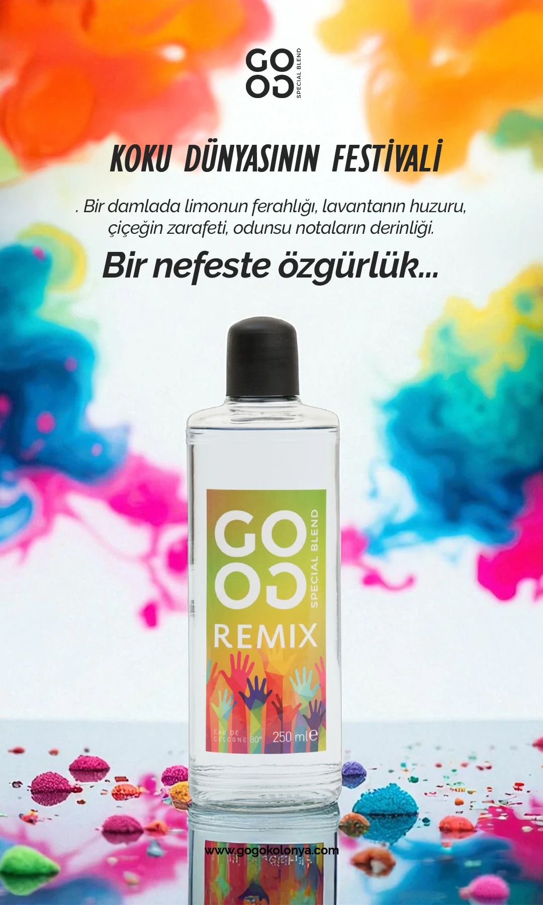 Gogo Remix Kolonya 250ml Cam Şişe - 15 Adet