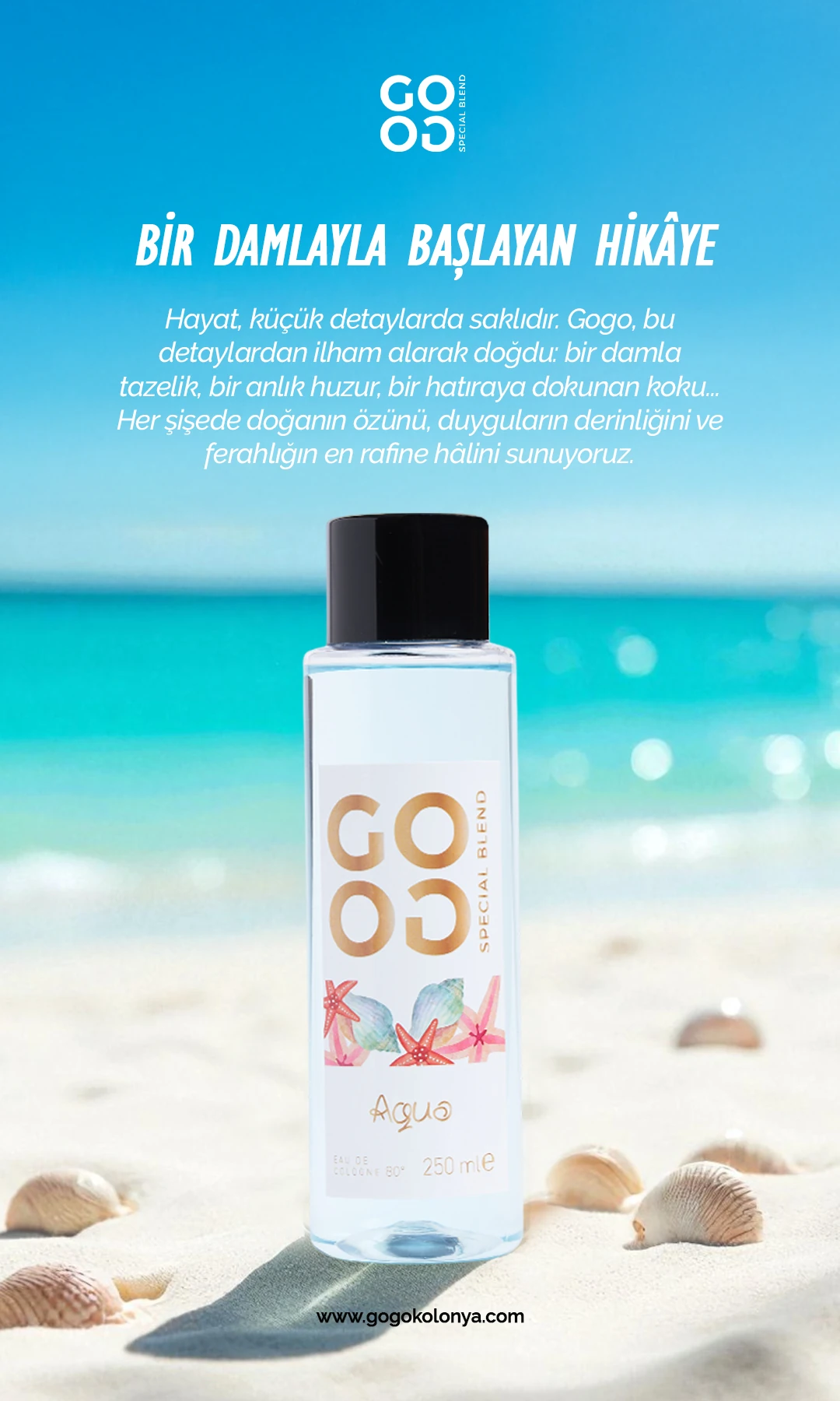Gogo Aqua Kolonya 250ml Plastik Şişe - 20 Adet