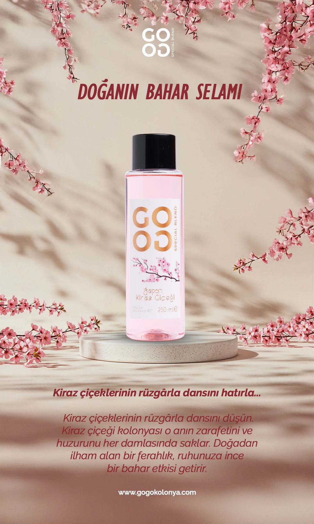 Gogo Japon Kiraz Çiçeği Kolonya 250ml Pet Şişe
