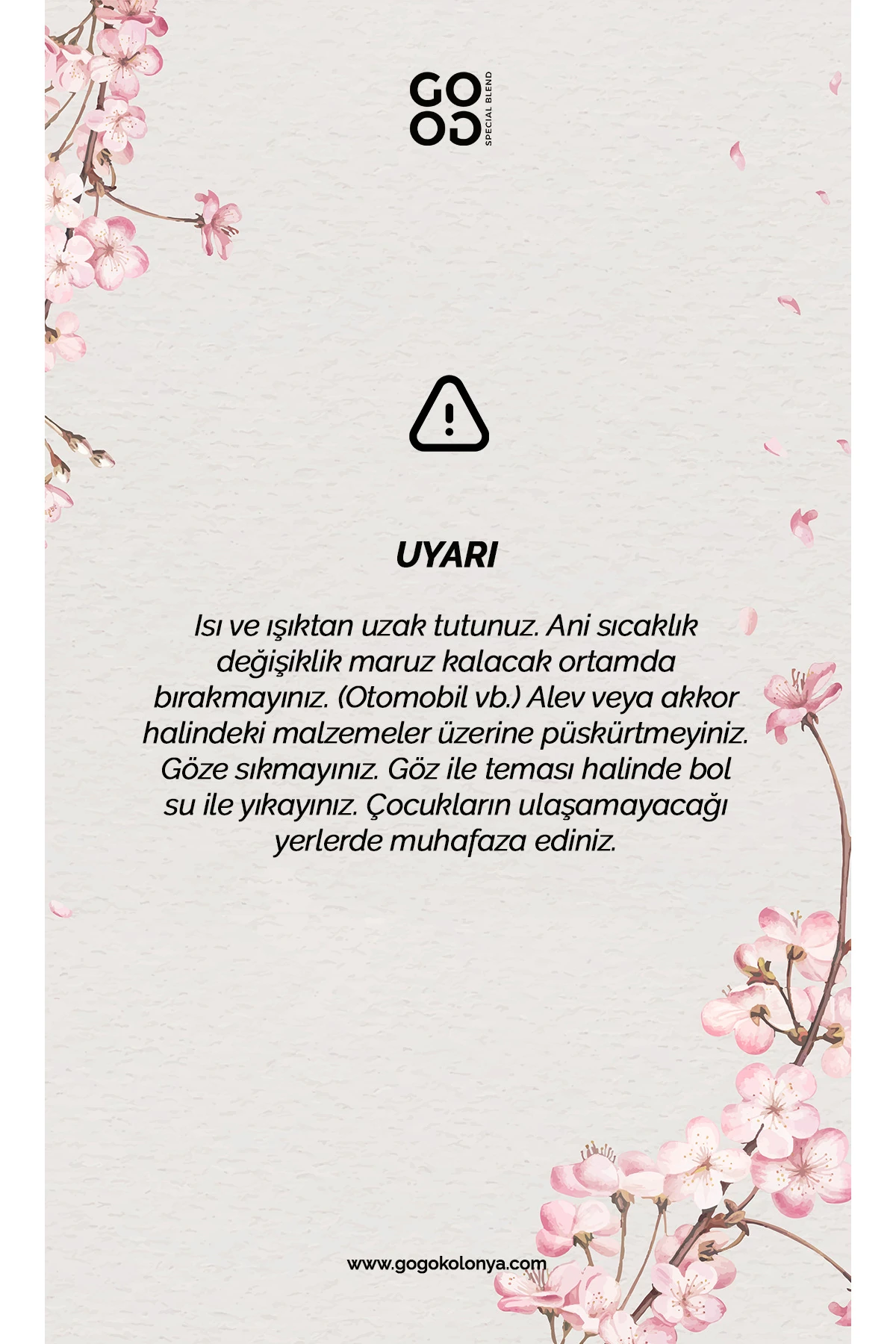 Gogo Japon Kiraz Çiçeği Kolonya 250ml Cam Şişe