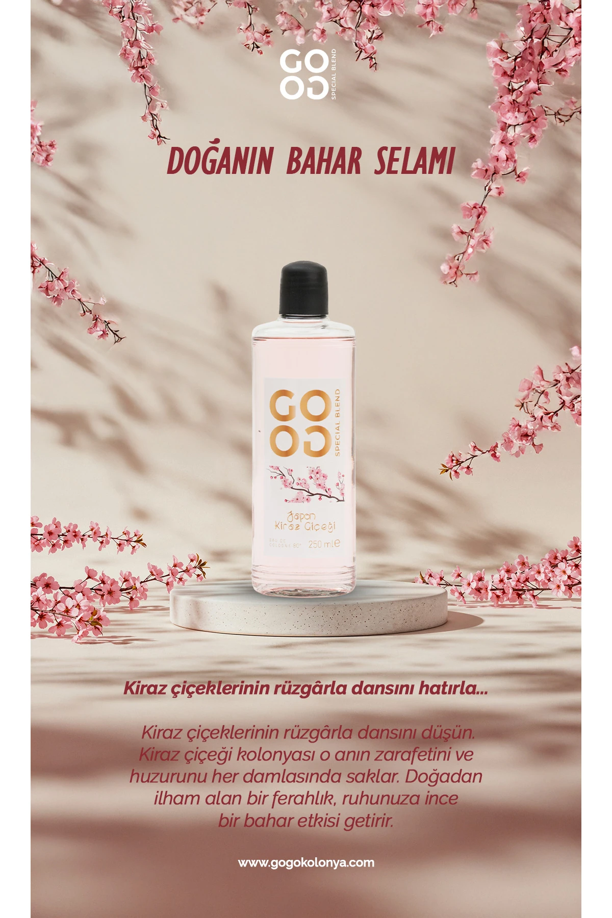 Gogo Japon Kiraz Çiçeği Kolonya 250ml Cam Şişe