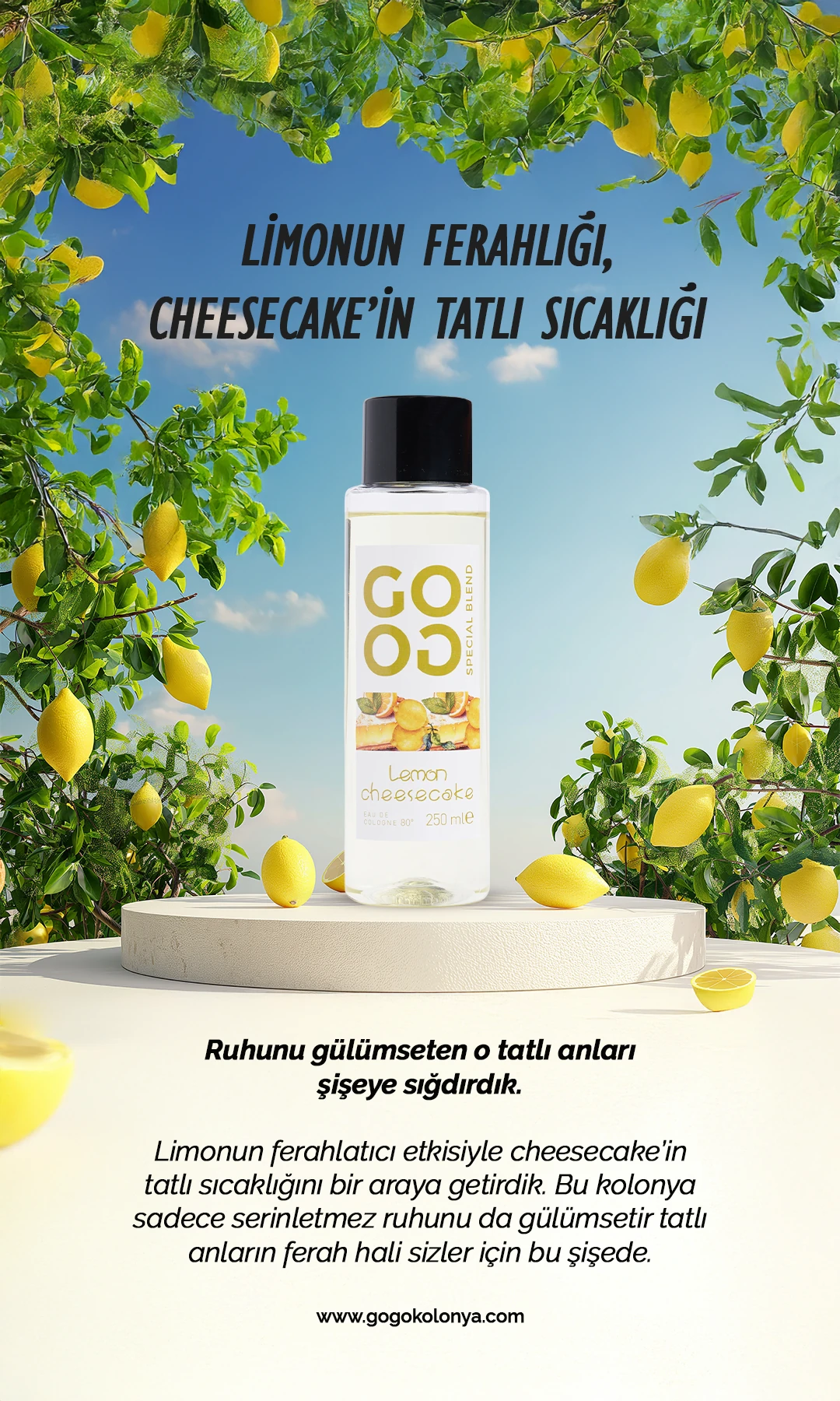 Gogo Lemon Cheesecake Kolonya 250ml Pet Şişe