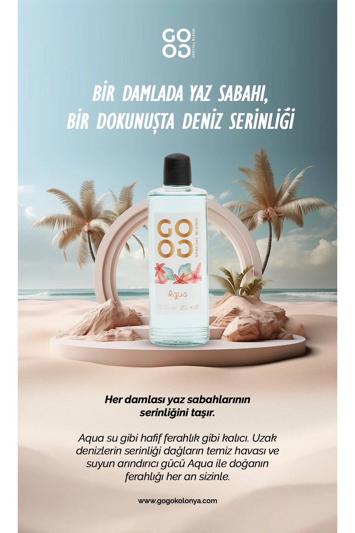 Gogo Aqua Kolonya 250ml Cam Şişe