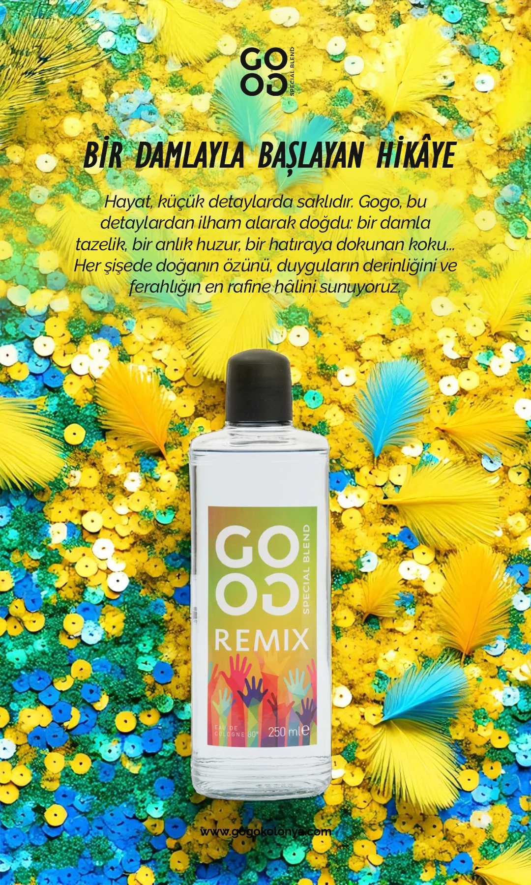 Gogo Remix Kolonya 250ml Cam Şişe - 15 Adet