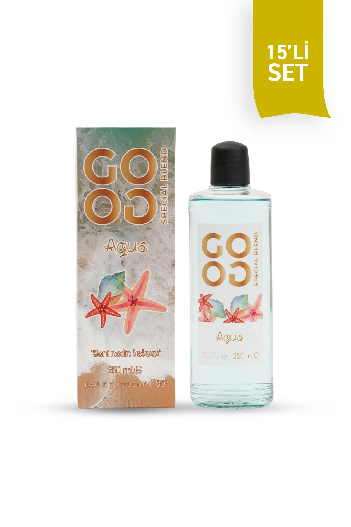 Gogo Aqua Kolonya 250ml Cam Şişe - 15 Adet