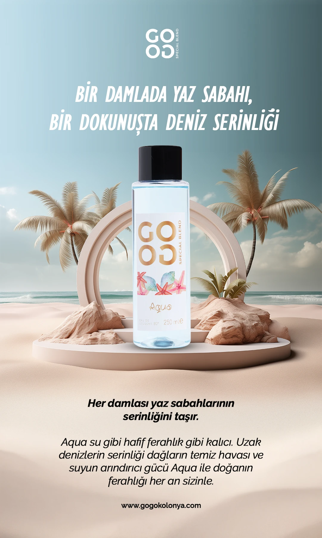 Gogo Aqua Kolonya 250ml Plastik Şişe - 20 Adet