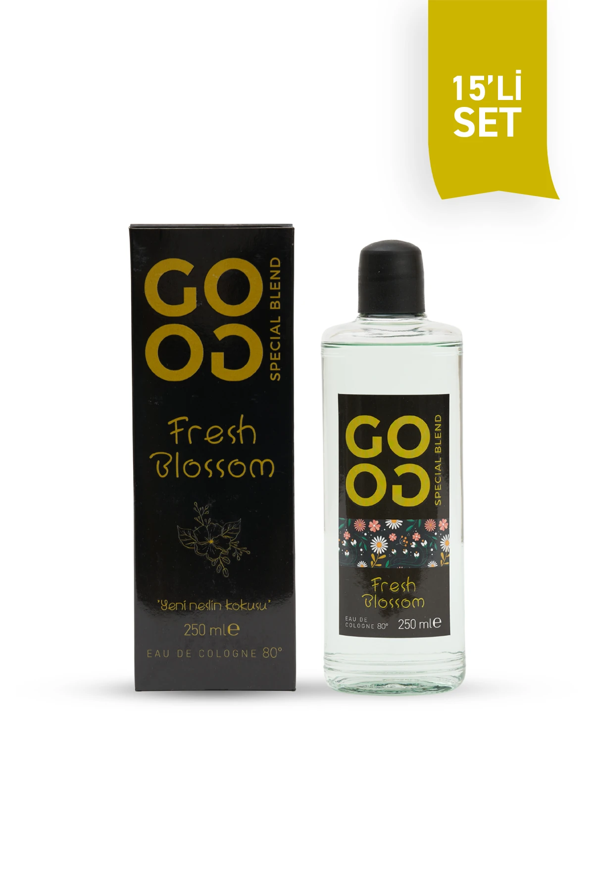 Gogo Fresh Blossom Kolonya 250ml Cam Şişe - 15 Adet