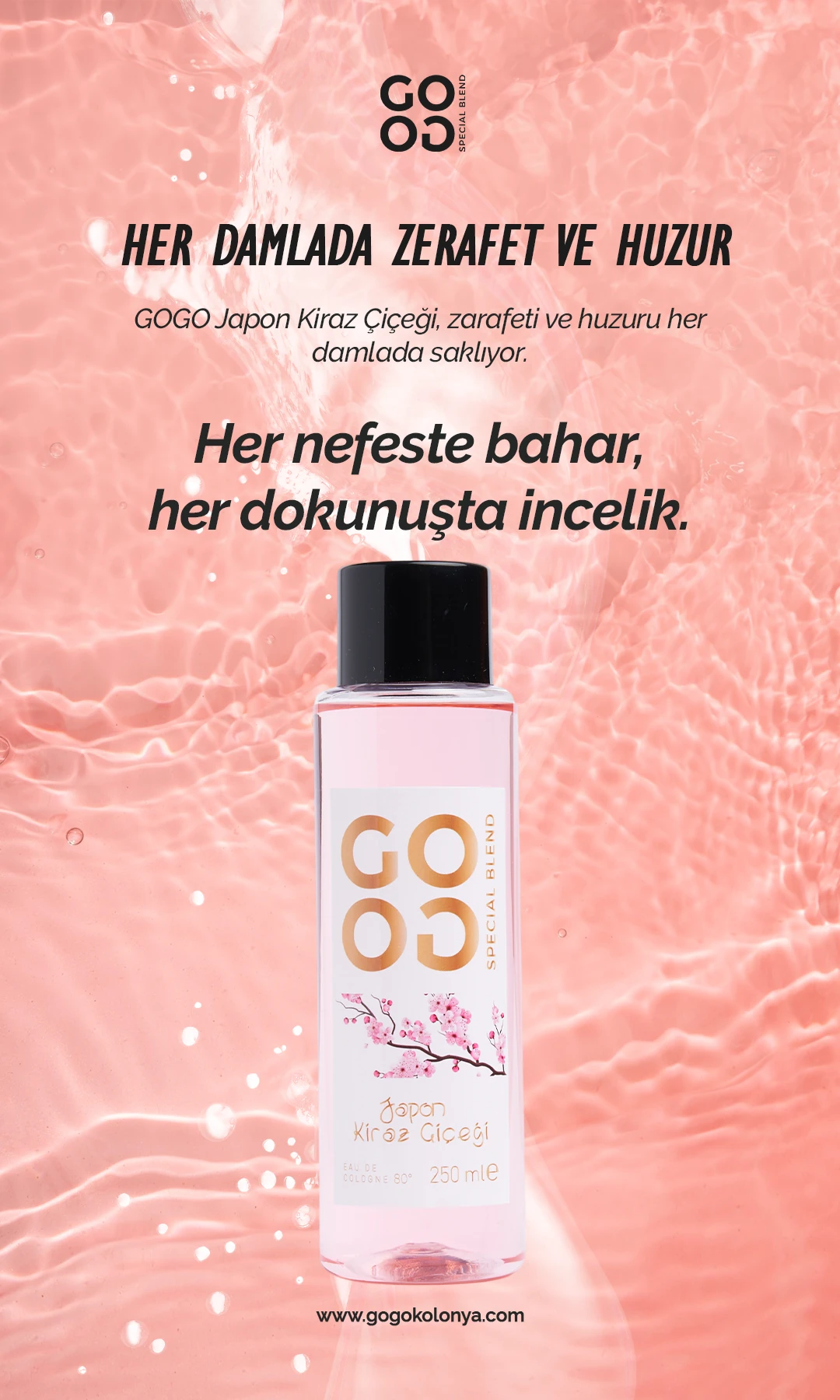 Gogo Japon Kiraz Çiçeği Kolonya 250ml Pet Şişe