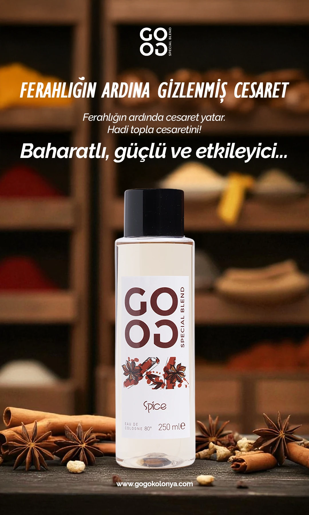 Gogo Spice Kolonya 250ml Plastik Şişe - 20 Adet
