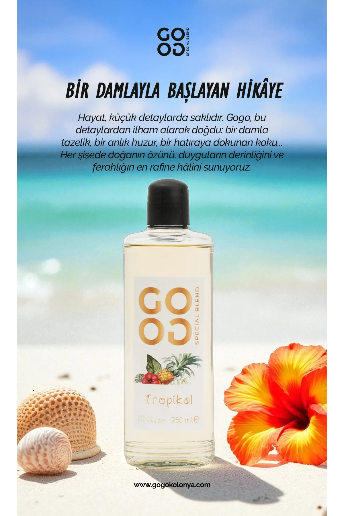 Gogo Tropikal Kolonya 250ml Cam Şişe
