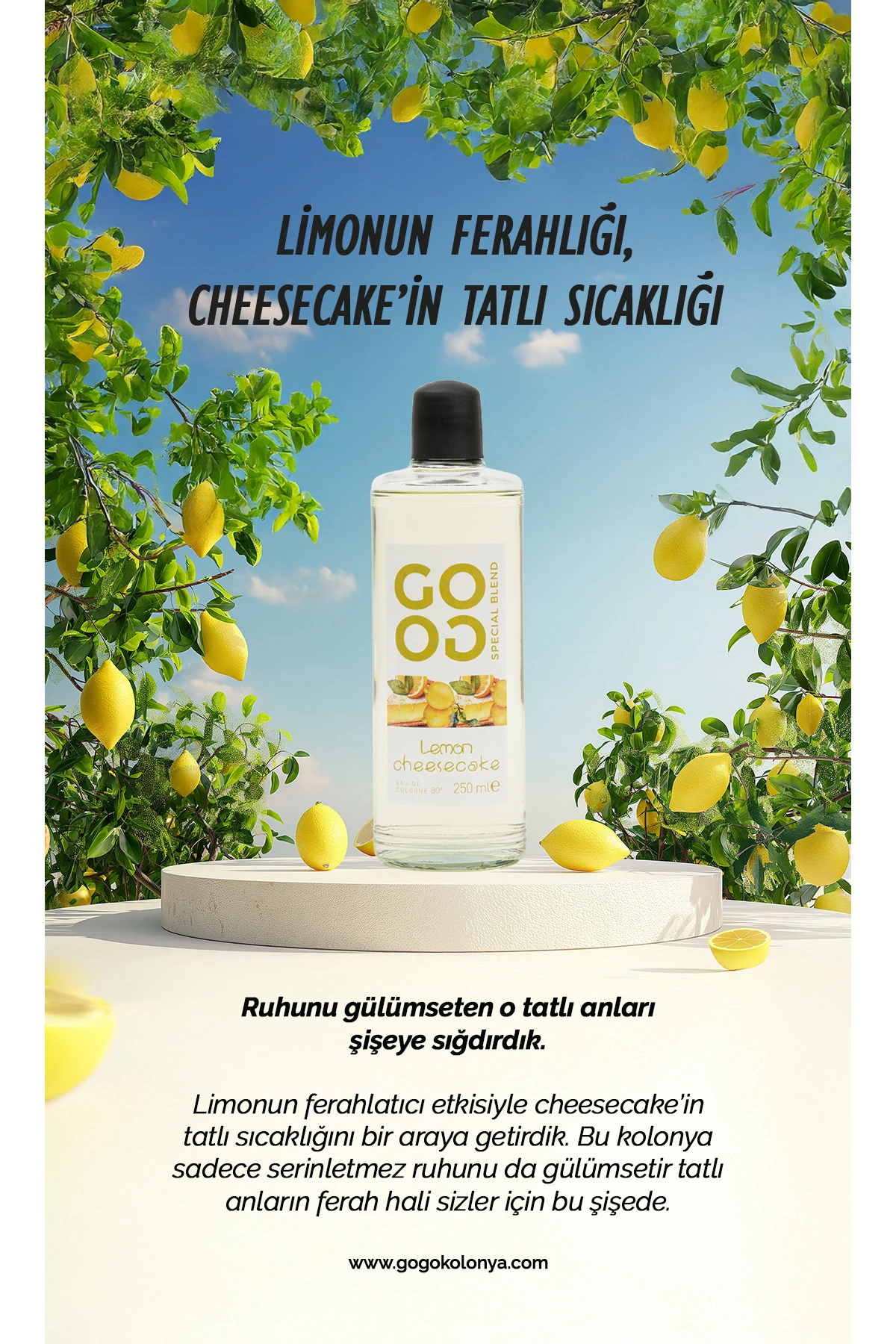 Gogo Lemon Cheesecake Kolonya 250ml Cam Şişe