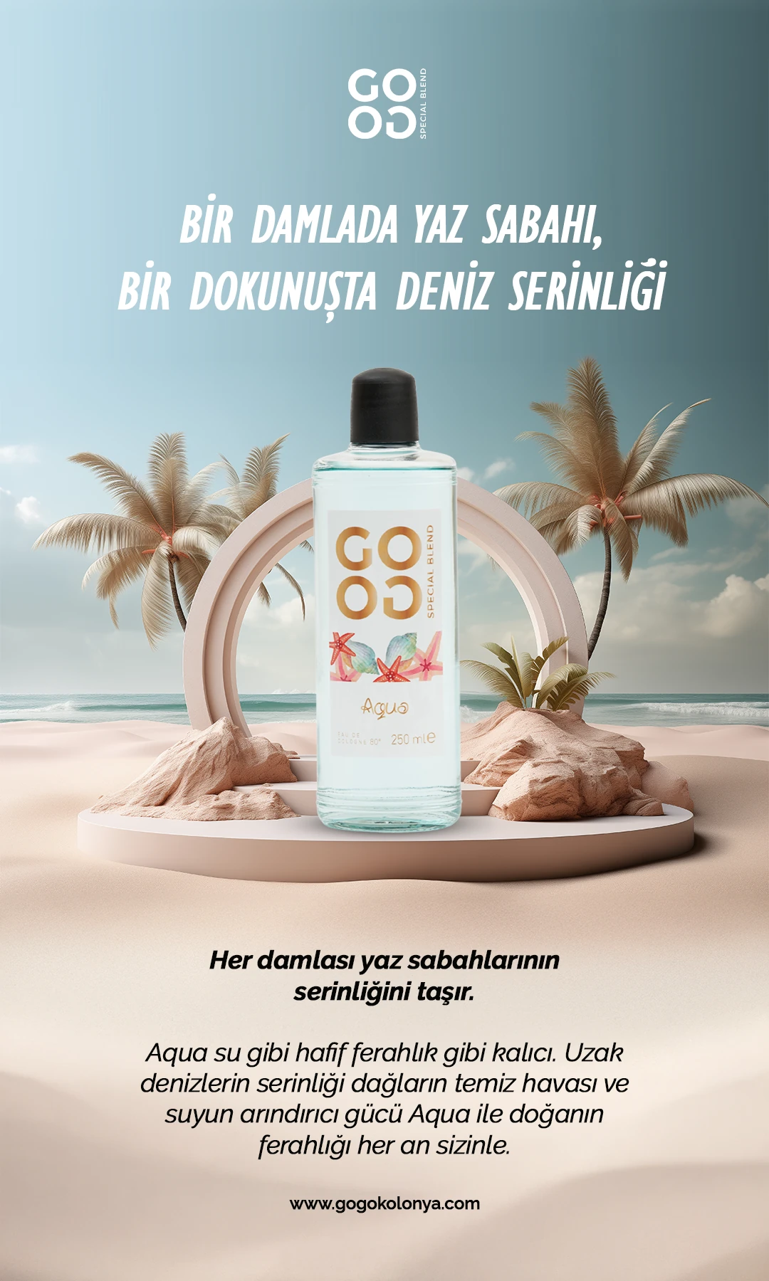 Gogo 5'li Kolonya Seti 250ml Cam Şişe (Love, Aqua, , Lemon&Cheesecake, Japon Kiraz Çiçeği, Spice)